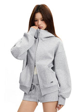 Hooded stand-up Loose straight sweatpants